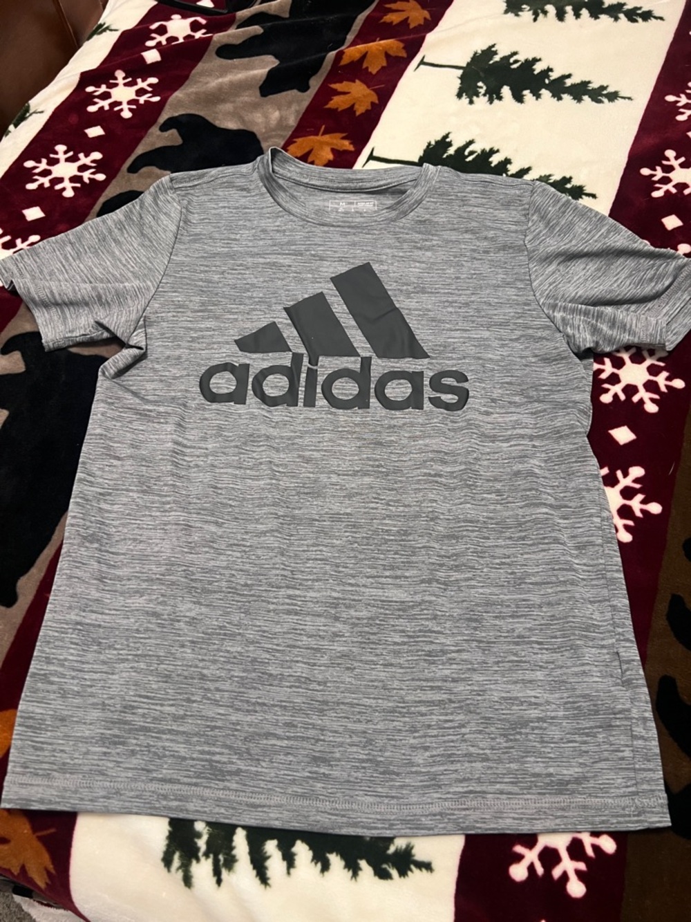 adidas Grey Marled Logo Short-Sleeve Athletic Tee